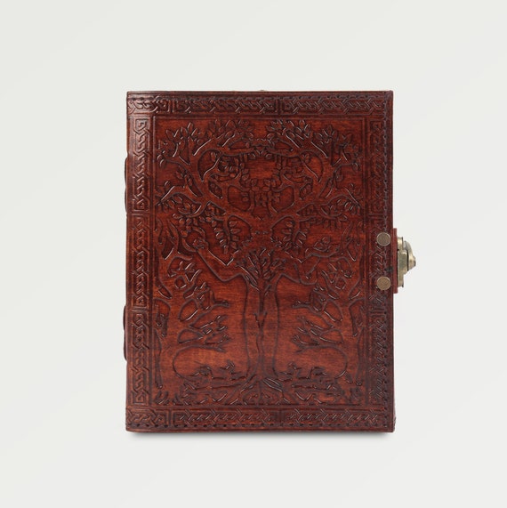 Engraved Travel Refillable Handmade Leather Bound Grimoire Journal