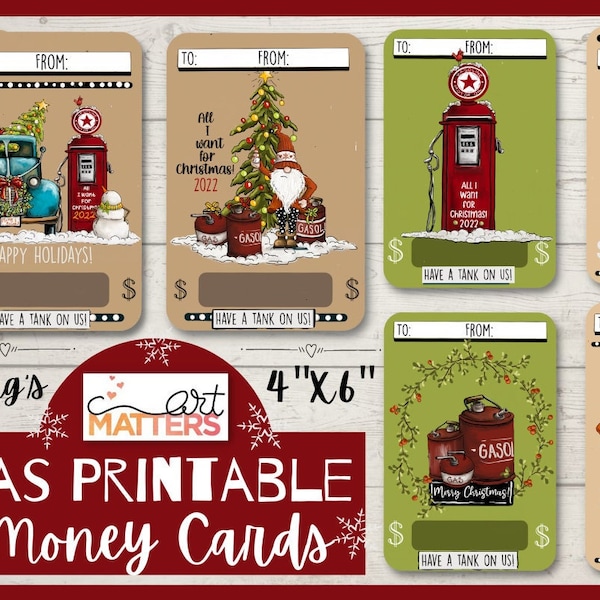 Gas Printable Money Holders - Hand Painted - PNG - Sublimation - Christmas