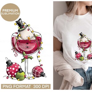 Bonhomme de neige éméché vin rouge - peint à la main - PNG - sublimation - Noël