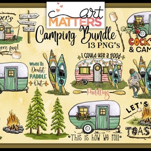 Camping Sublimation Bundle - 13 PNG's, Hand painted - PNG - Sublimation, Camping Clipart, Kayak PNG, Camping Gnome , Funny Camping Quotes
