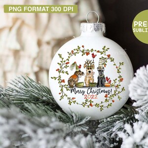 Hundekranz Merry Christmas - Handbemalt - PNG - Sublimation - Weihnachten