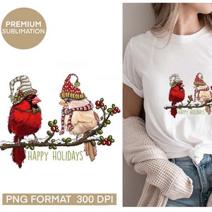 Kardinäle Frohe Feiertage - Handgemalt - PNG - Sublimation - Weihnachten