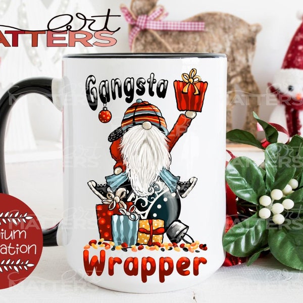 Gangsta Wrapper | Gnomes - Hand Painted - PNG - Sublimation - Christmas, Christmas Ornaments, Gnome Clipart, Christmas Designs Clipart