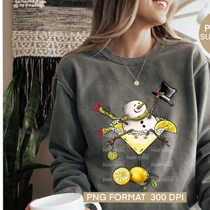 Pupazzi di neve Lemon Drop Martini - Dipinto a mano - PNG - Sublimazione - Natale, Ornamenti natalizi, Clipart vacanze, Clipart pupazzo di neve, Martini