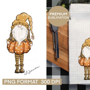 May include: A digital illustration of a gnome wearing a brown hat with white polka dots and holding a pumpkin. The gnome is wearing a brown vest and brown pants with white polka dots. The gnome is standing on a white background. The text "S. Schneider" is written in the bottom right corner of the image.