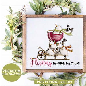 Flowing through the Snow - Hand Painted - PNG - Sublimation - Christmas