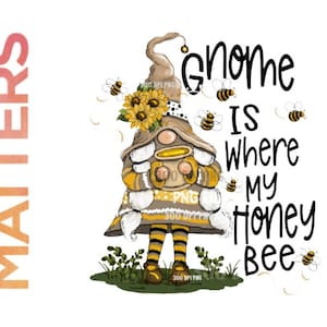 Gnome Honey Bees - Hand Painted - PNG - Sublimation - Spring