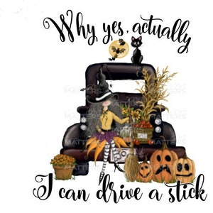 Conduisez un bâton Witch Truck - Peint à la main - PNG - Sublimation - Halloween