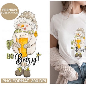 ビールを飲もう！雪だるま - 手描き - PNG - 昇華 - クリスマス