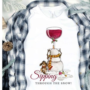 Sipping Through the Snow - Hand Painted - PNG - Sublimation - Christmas
