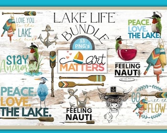 Paquete de imágenes prediseñadas de la vida en el lago: imágenes PNG náuticas pintadas a mano (descarga digital)