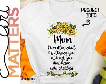 Mamá Girasol Niños - Pintado a mano - PNG - Sublimación - Primavera
