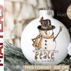 Pace ai pupazzi di neve! - Dipinto a mano - PNG - Sublimazione - Natale, Ornamenti natalizi, Pace sulla terra, Clipart pupazzo di neve, Pupazzo di neve PNG, Pupazzi di neve