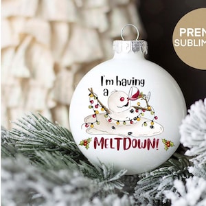 ¡Estoy teniendo un colapso! / Vino de muñeco de nieve - Pintado a mano - PNG - Sublimación - Navidad, Adornos navideños, Muñeco de nieve divertido, Clipart de muñeco de nieve