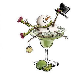Pupazzo di neve Margarita Glass - Dipinto a mano - PNG - Sublimazione - Natale