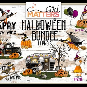 Pacchetto di clipart di Halloween dipinte a mano: elementi PNG spettrali (download digitale)