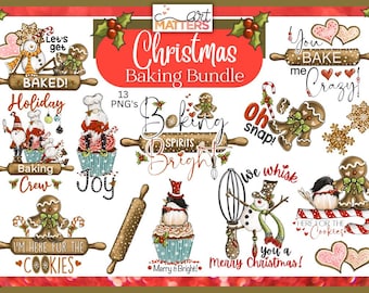 Christmas Baking Clipart Bundle: Hand-Painted PNG, Sublimation Designs
