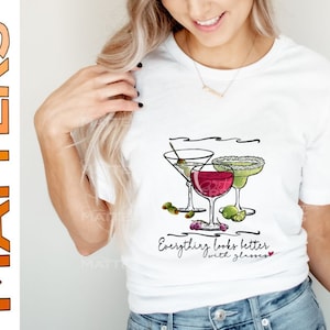Tutto sembra migliore con gli occhiali - Dipinto a mano - PNG - Sublimazione, Margarita Clipart, Wine Clipart, Martini Clipart, Dry Martini