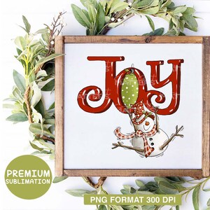 Snowman Joy - Pintado a mano - PNG - Sublimación, Adorno de Navidad, Clipart de muñeco de nieve, Clipart de Navidad, PNG de Navidad, Diseños de vacaciones