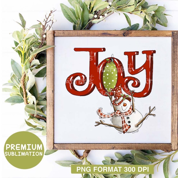 Snowman Joy  - Hand Painted - PNG - Sublimation, Christmas Ornament, Snowman Clipart, Christmas Clipart, Christmas PNG's, Holiday Designs