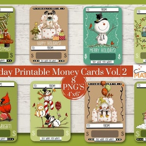 Holiday Printable Money Holders Vol. 2 - Dipinto a mano - PNG - Sublimazione - Natale