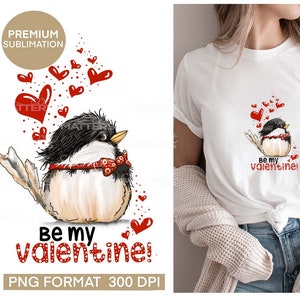 Be my Valentine Chickadee - Pintado à Mão - PNG - Sublimação