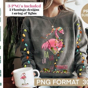 Christmas Flamingo Martini PNG: Hand-Painted Sublimation Design