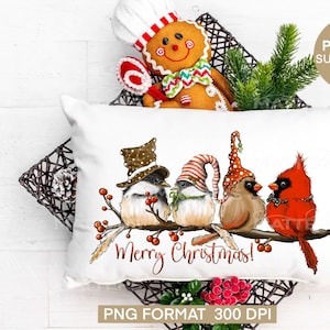 Meisen und Kardinäle Frohe Weihnachten - Handbemalt - PNG - Sublimation, Weihnachtsschmuck, Weihnachtscliparts, Kardinal Clipart