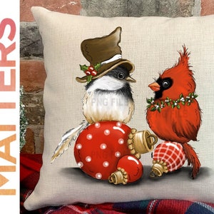 Küken A Dee Cardinal Cheer - Handbemalt - PNG - Sublimation - Weihnachten
