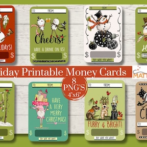 Portamonete stampabili per le vacanze - Dipinto a mano - PNG - Sublimazione - Natale
