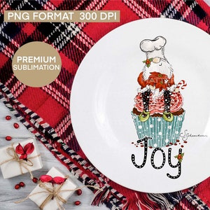 Gnomes Cupcake JOY - Hand Painted - PNG - Sublimation - Christmas