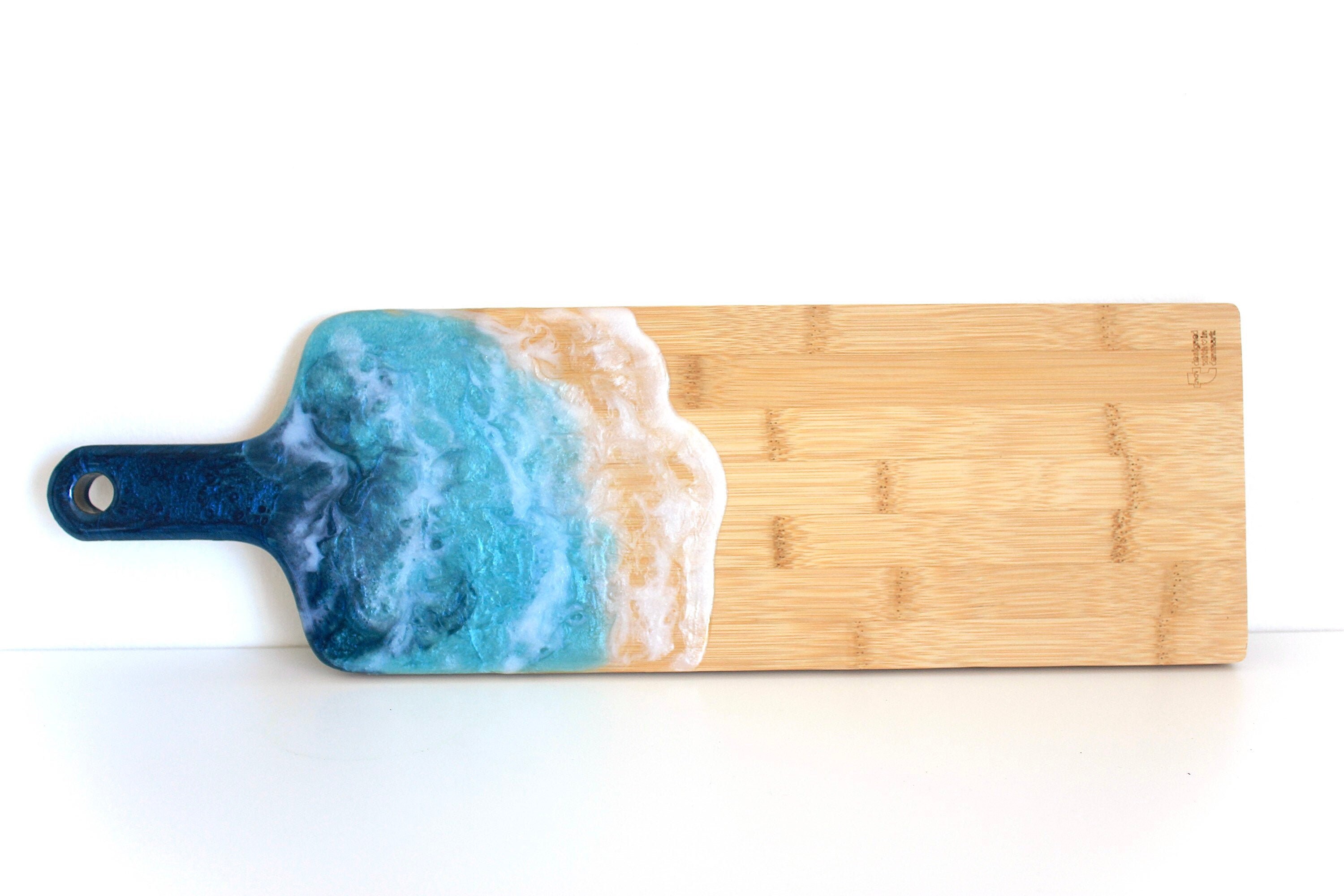 Serving board/ Handmade epoxy resin/ Bamboo cutting board/ Etsy