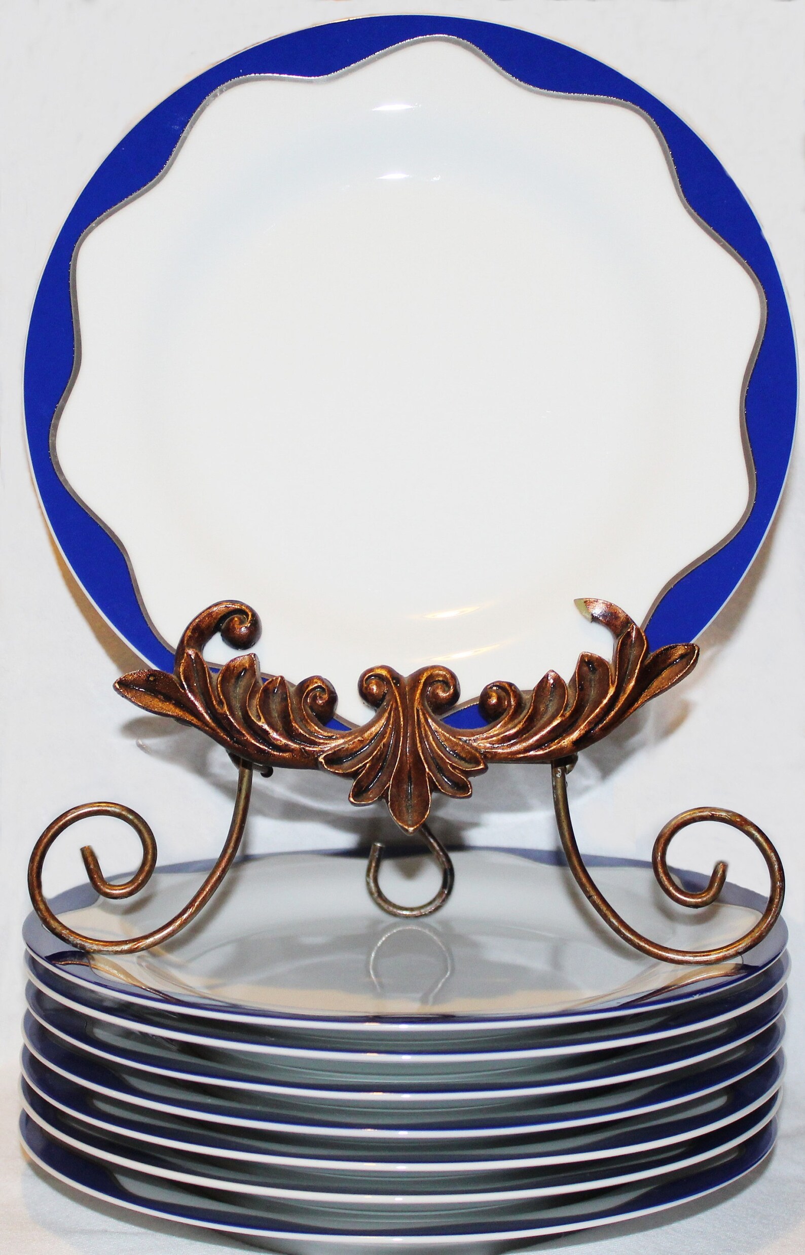 Pottery Barn Hanukkah Plates White With Blue Etsy