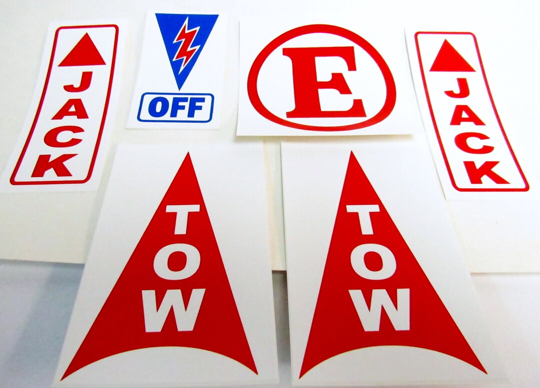 Race Decal Pack SCCA, Battery Safety Off, Fire Extinguisher, Jack up