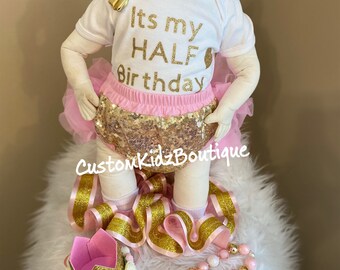 It’s my Half birthday/Custom bloomers set/Sequin bloomers/Ruffle socks