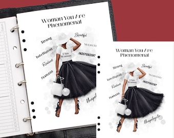 Phenomenal Woman Planner Dashboard, African American Dashboard, Black Woman, Personal/MM, A5/LV/GM Agenda, A6, Half Letter, Happy Planner