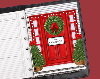 Red and White Christmas Door Planner Cover Set/Dashboard, Christmas Cover, A5/LV Agenda, Personal/MM, Classic Happy Planner