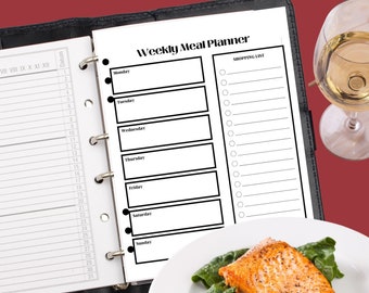 Weekly Meal Planner Insert, Weekly Meal Prep, A5/LV/GM Agenda Insert, Classic Happy Planner, Big Happy Planner, Minimalist Planner Insert