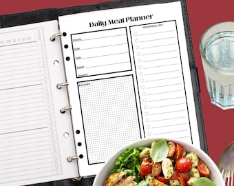 Daily Meal Planner Insert, Daily Meal Prep, A5/LV/GM Agenda Insert, Classic Happy Planner, Big Happy Planner, Minimalist Planner Insert