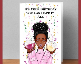 Personalized Happy Birthday Card, African American Birthday Card, Birthday Card, Celebration, Birthday Party, Birthday Gift, Card For Sister
