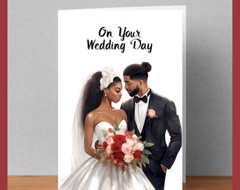 Black Couple Wedding Card, Black Greeting Card, Black Bride And Groom Card, African American Wedding Card, Personalized Greeting Card