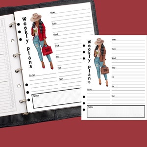 Weekly Planner, 7 Day Planner, Planner Worksheet, To-Do-List, Functional Insert, Planner Stationery, African American, Curvy Girl