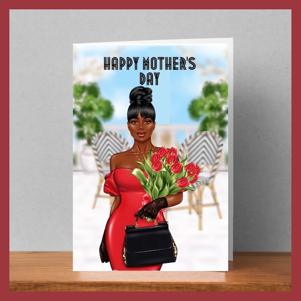 Mother’s Day Card, Card For Mother, Mother’s Day Gift, Gift For Mom, Black Greeting Card, Diverse Card, Ethnic Greeting Card,