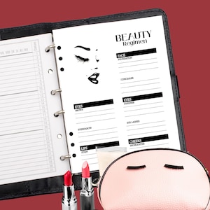 Beauty Regimen Planner Inserts, Beauty Routine, Makeup Supply Organizer, A5/LV/GM Agenda Insert, Classic Happy Planner, Big Happy Planner
