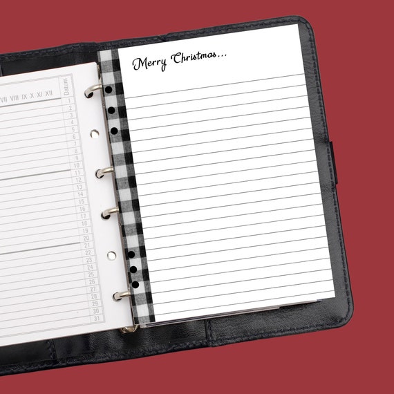 Buffalo Check Christmas Note Pages Black and White A5/LV/GM 