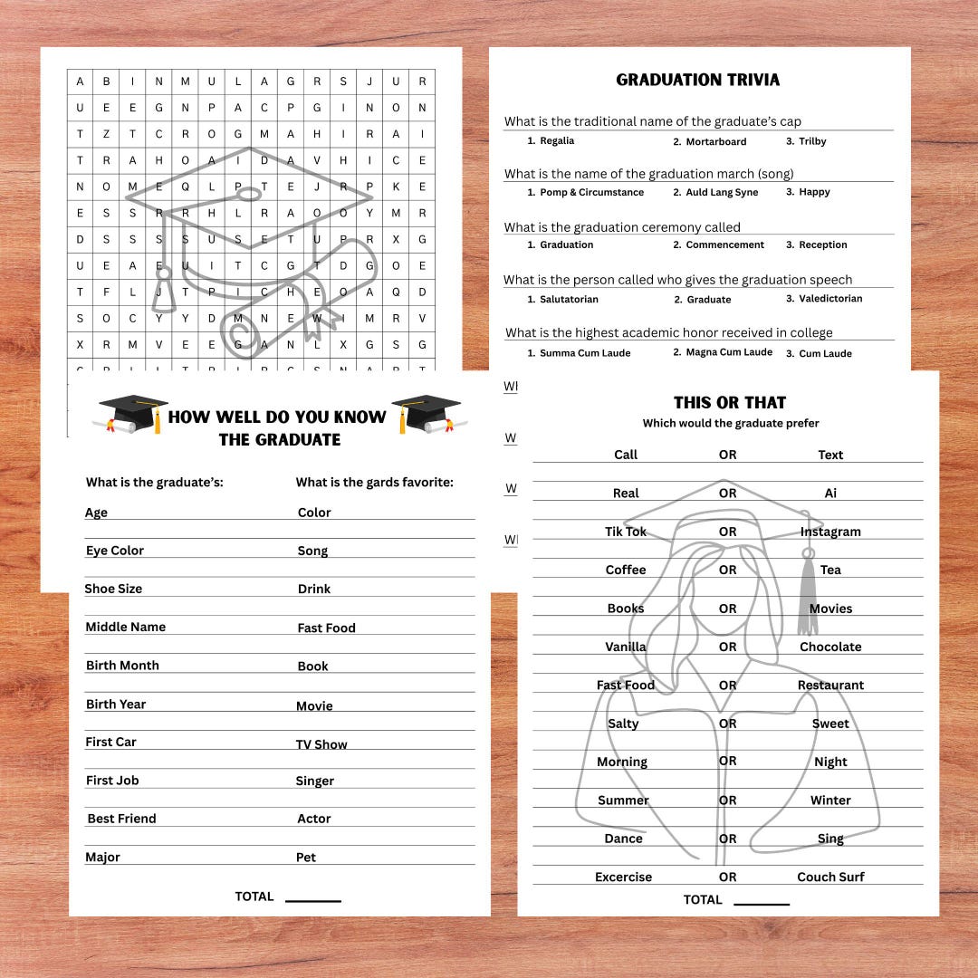 College Graduation Game Bundle, Printable Party Games, Senior Grad ...