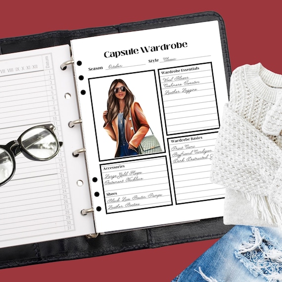Capsule Wardrobe Planner Insert, Wardrobe Organizer, A5/LV/GM Agenda Insert, Classic Happy Planner, Big Happy Planner, Functional Page