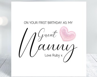1st Birthday As Great Nanny Personalised Card Great Grandma 1st Birthday Great Nana 1st Birthday Great Granny First Birthday To Great Nanna