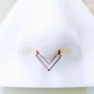 Rose Gold Hoop White Opal Hoop for Septum, Daith, or Cartilage. 16 Gauge. 8mm.