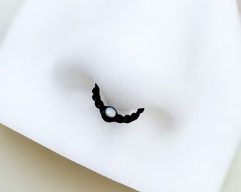 Black Opal Hoop for Daith and Septum. 16 Gauge. 8mm.